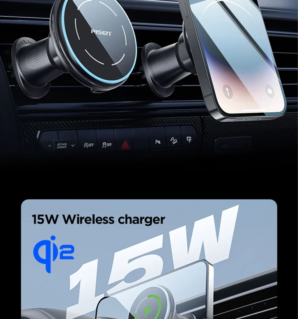 PISEN TP-C70 Qi2 magnetic wireless car charger mount