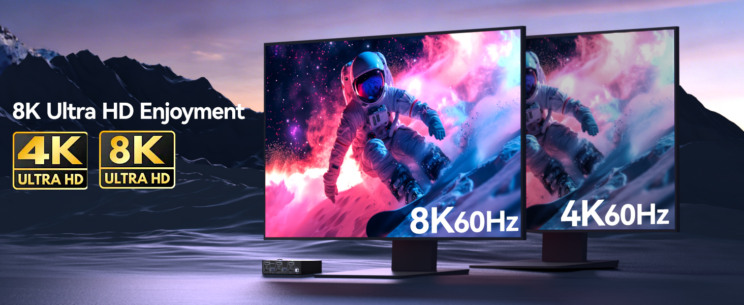 Each computer requires simultaneous connection of 1 DP + 1 HDMI + 1 USB cable to the 2 monitors KVM