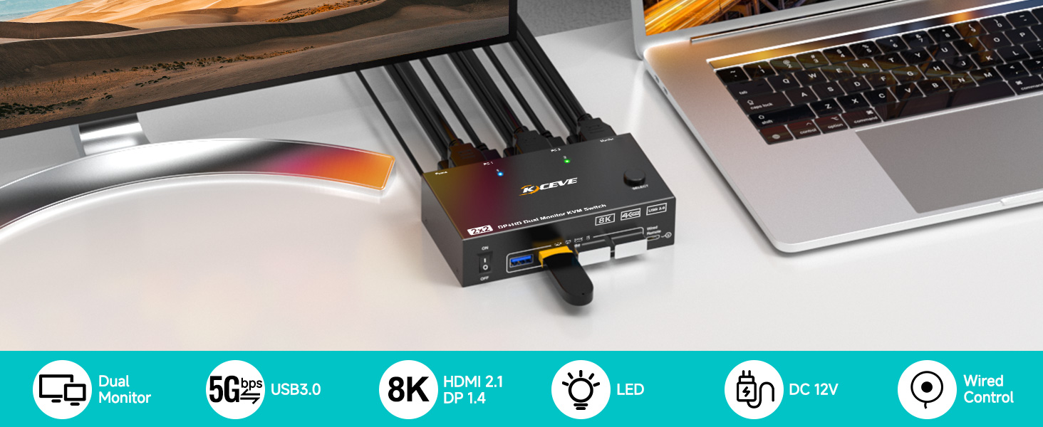 HDMI+Displayport KVM Switch 2 monitors 2 computers
