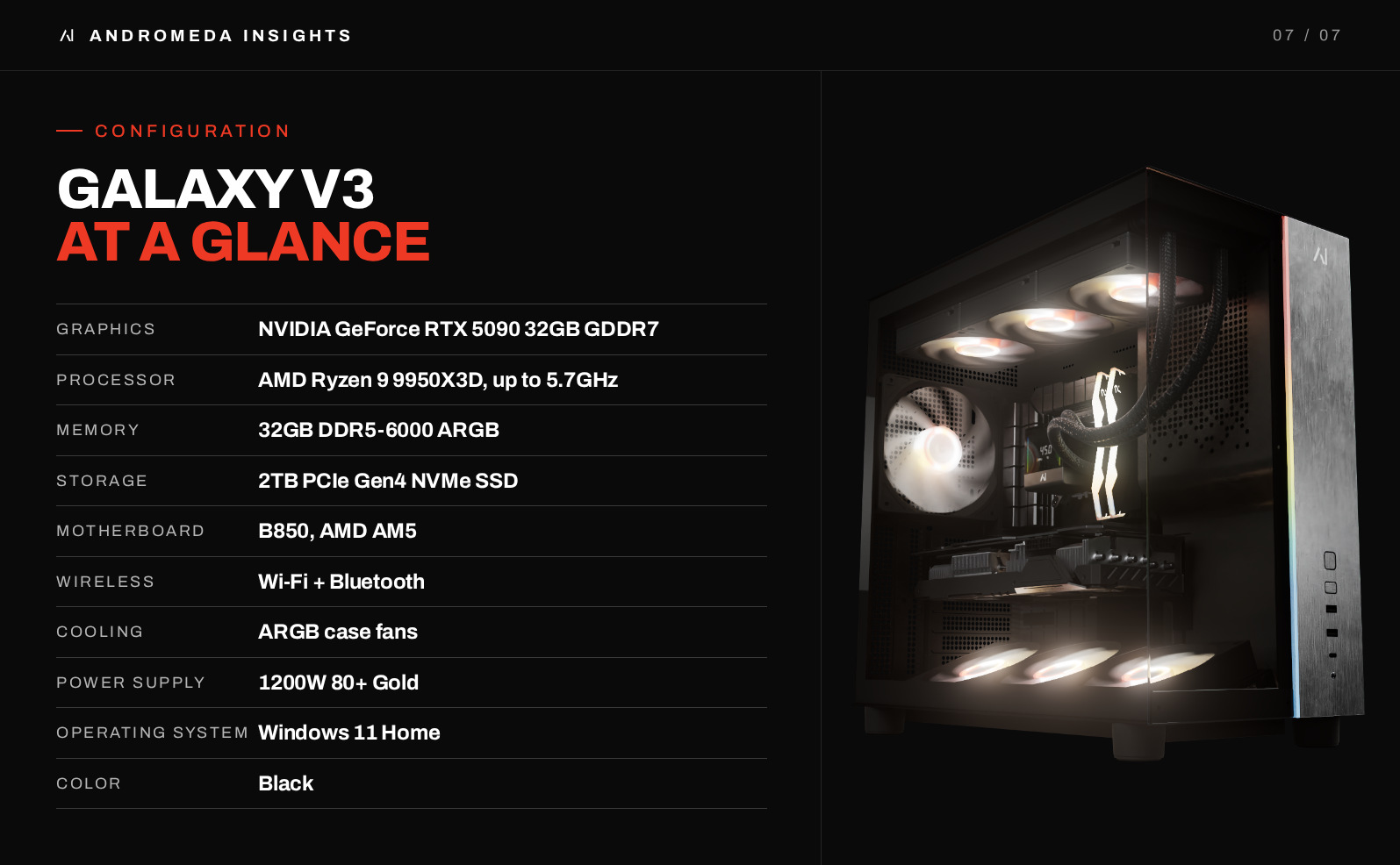 Galaxy V3 RTX 5090 desktop configuration specifications
