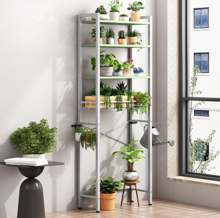 `Over the toilet storage rack, balcony plant shelf, white metal storage shelf`