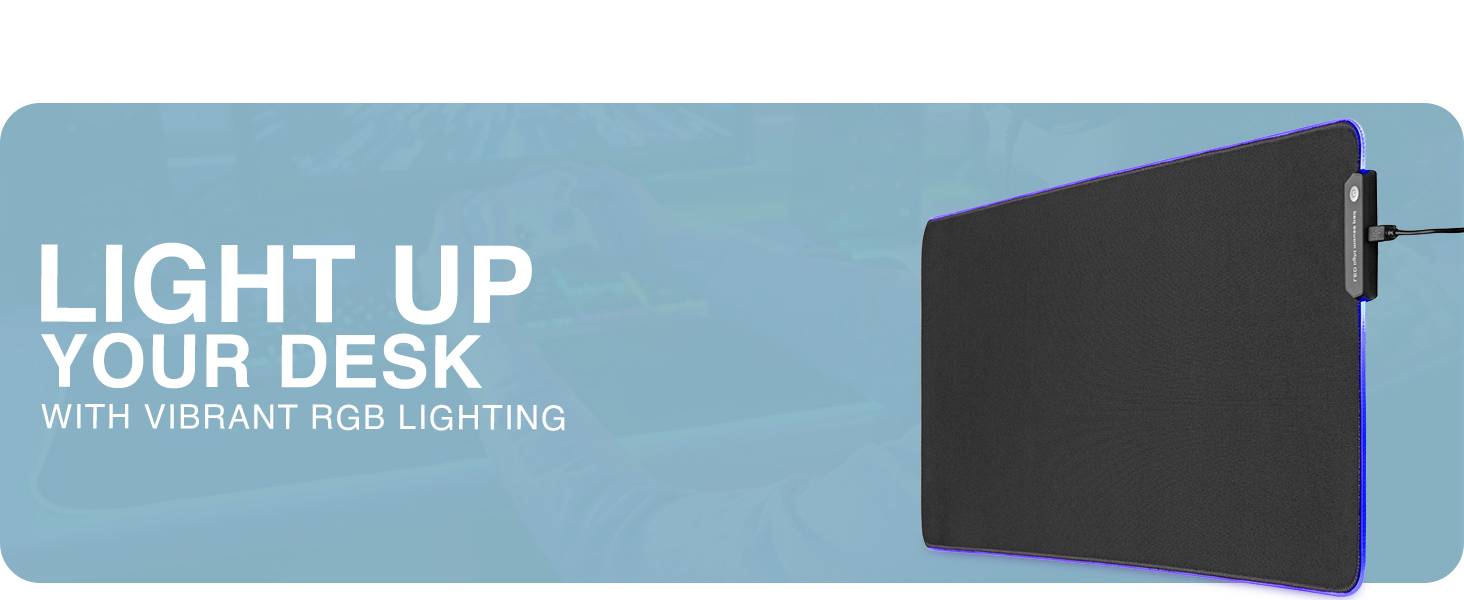 LED gaming mouse pad, RGB light-up desk mat, extended gaming mousepad, touch control RGB mat