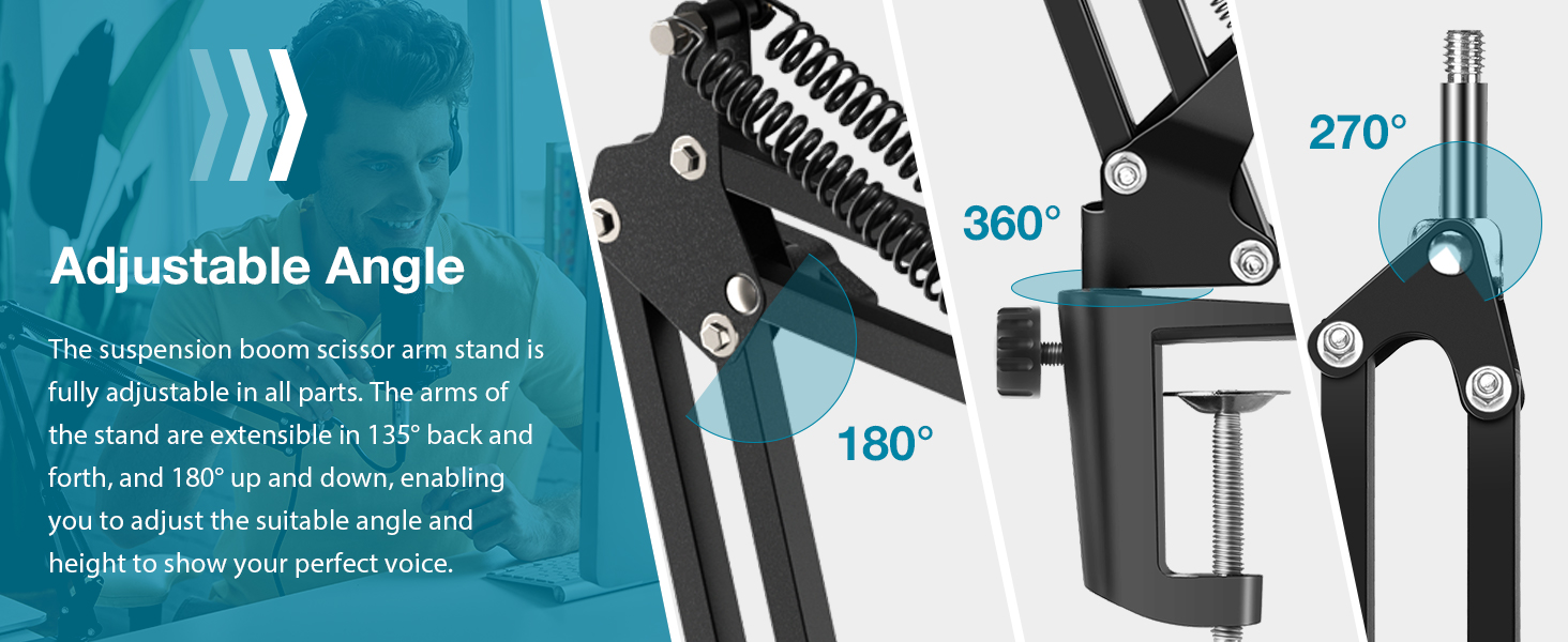 This microphone arm stand is made of durable steel. Being exceptionally light in weight, its positio