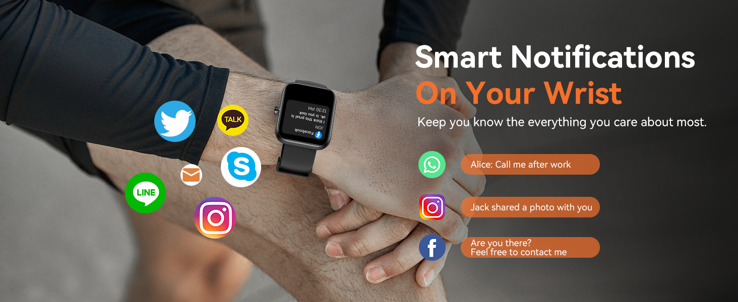 Smart Watch with Alexa Built-in, 1.83'' Touchscreen with Call Function, IP68 Waterproof