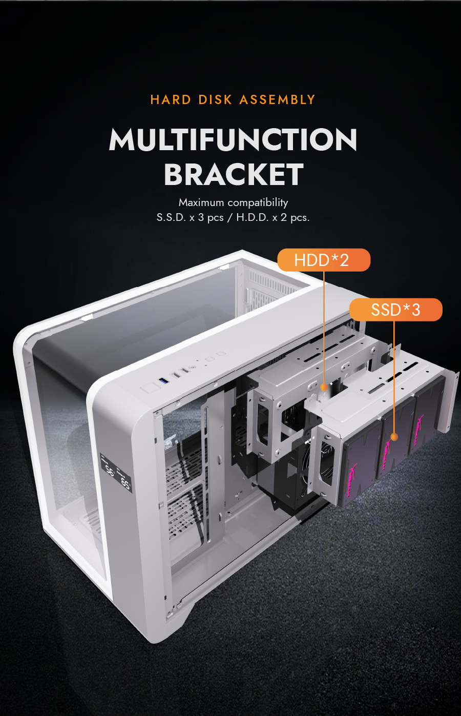 darkFlash L280M, Micro-ATX PC Gaming Case with Dual Real-Time Display