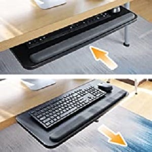 ERGEAR Keyboard Tray Under Desk,360 Adjustable Ergonomic Sliding Keyboard &  Mouse Tray, 25 W x 9.8 D, Black 