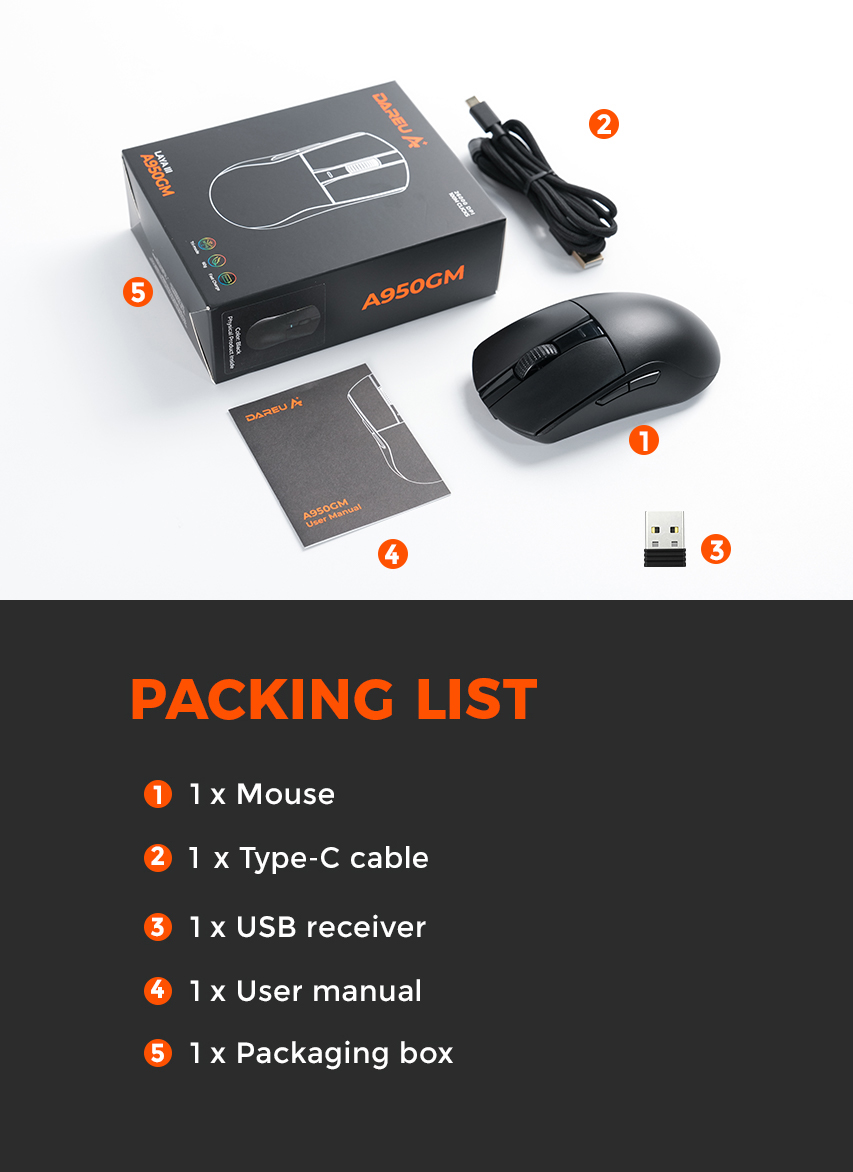 DAREU A950GM Wireless Gaming Mouse - Black
