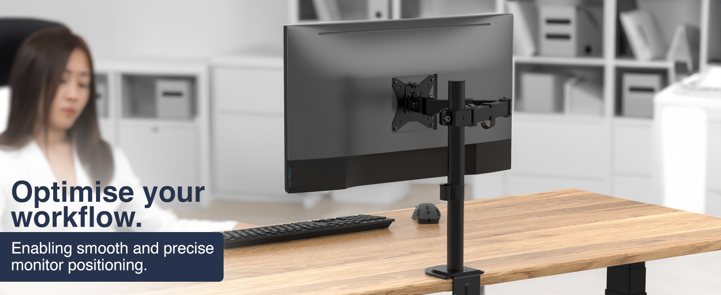 eco single monitor arm, spring-assisted desk mount, budget VESA screen mount, affordable ergonomic