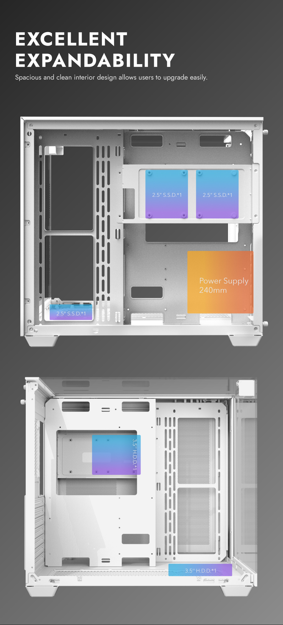 darkFlash TH285,ATX Mid-Tower Gaming Case,Triple-Sided Tempered Glass, 4× Pre-Installed Fans