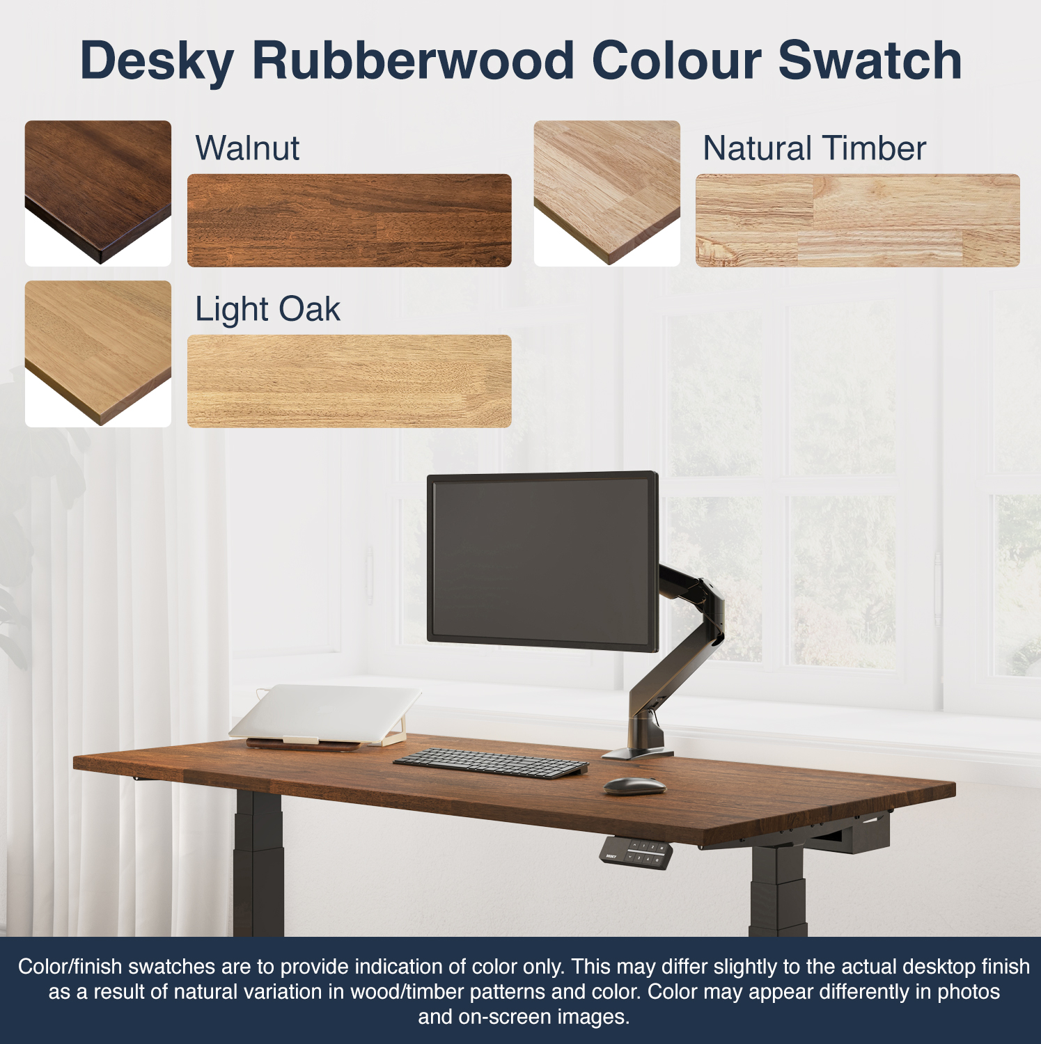 dual motor sit stand desk, solid rubberwood standing desk, electric ergonomic workstation