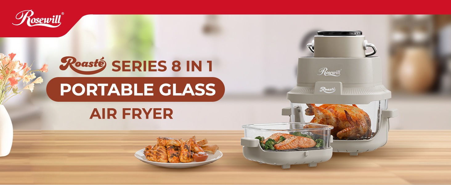 Rosewill 8-in-1 Portable Glass Air Fryer - White