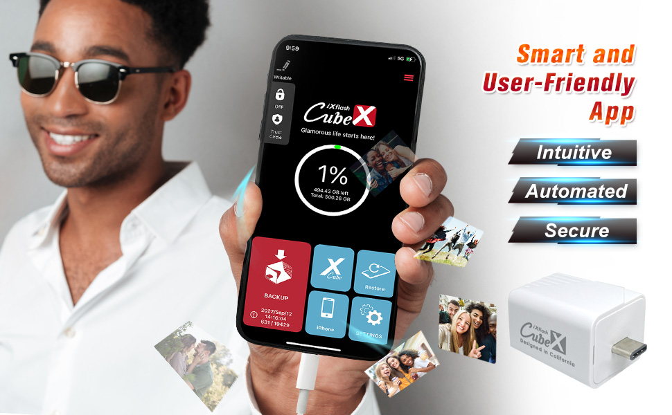 PioData iXflash Cube Type C Smart User Friendly app