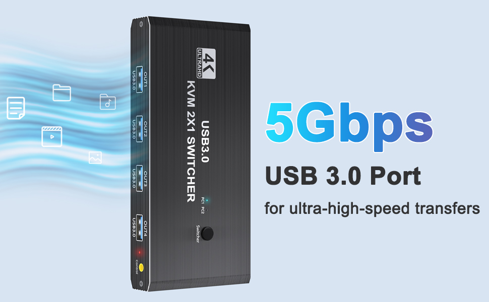 HDMI KVM Switch 2 Monitors 2 Computers, 4K@60Hz HDMI USB 3.0 Switches for 2 Computers Sharing Monito