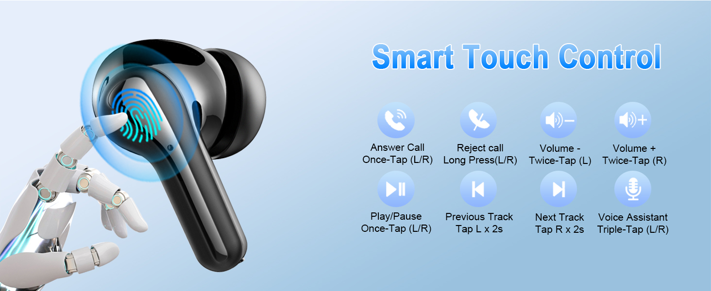 Wireless Earbuds, Bluetooth 5.4 Headphones Deep Bass, 50H Playtime In Ear Earphones