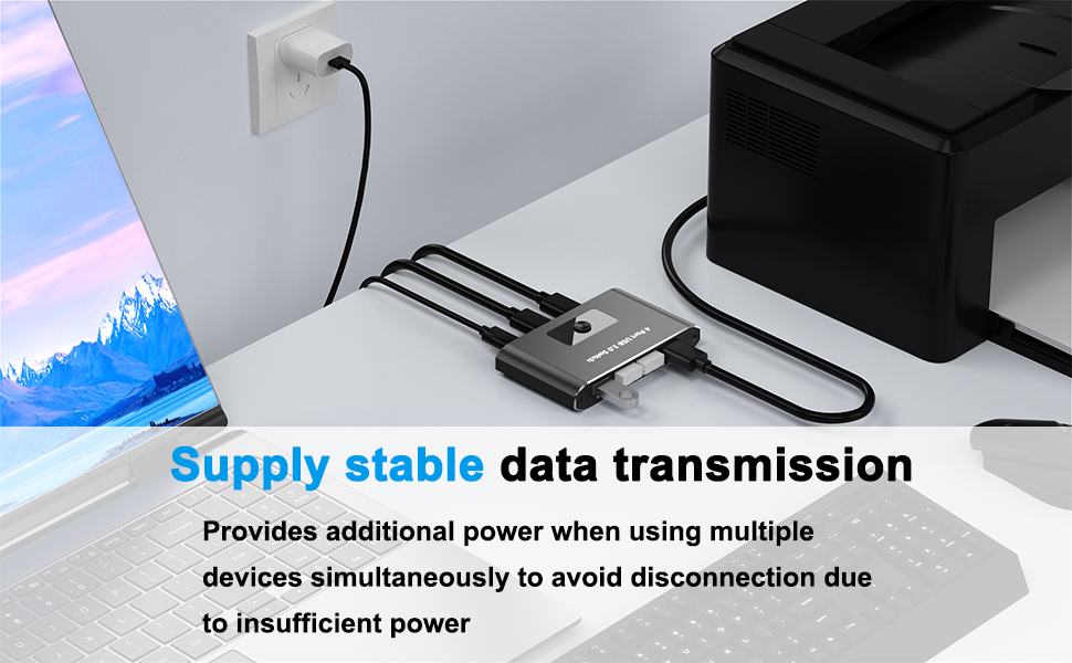 USB Switch, USB 3.0 Switch Selector, 2 Computers Sharing 4 Devices, Aluminum Switcher
