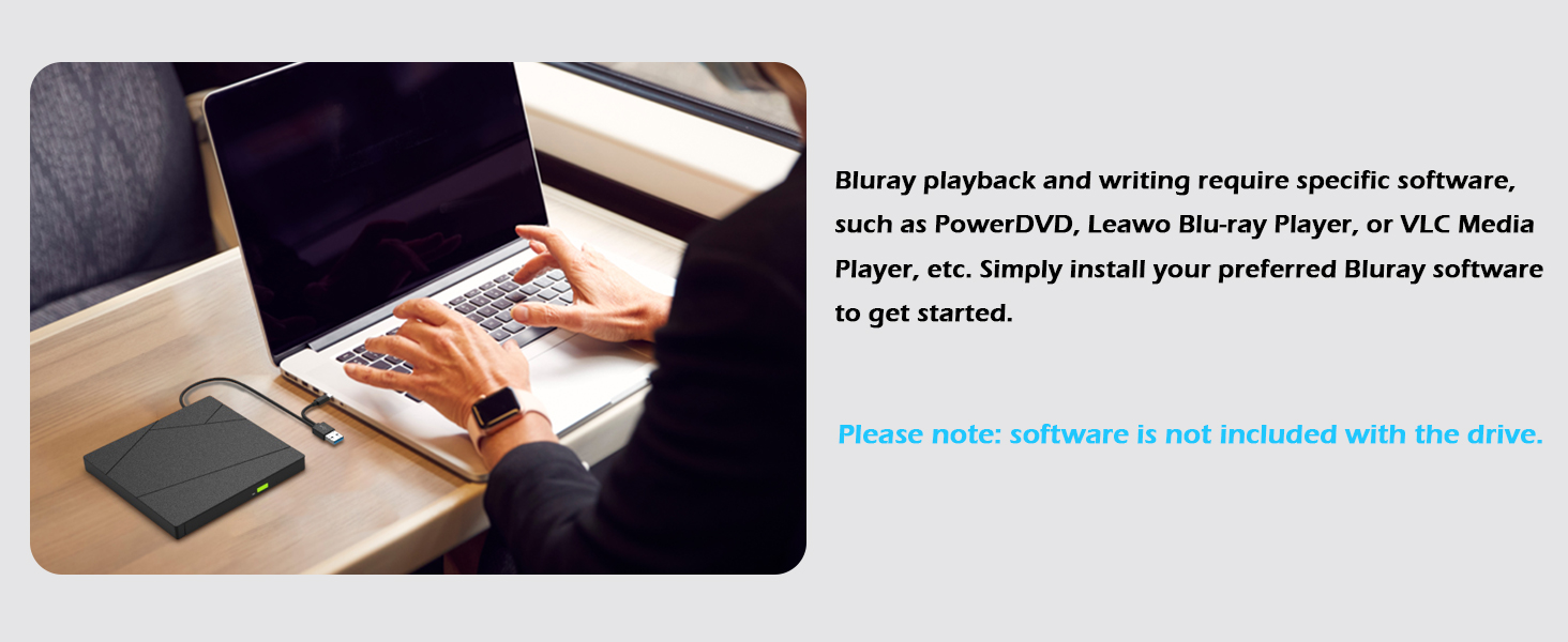 External Blu-ray Drive, External Blueray CD/DVD Drive for PC External Blu Ray CD Burner USB 3.0 Type