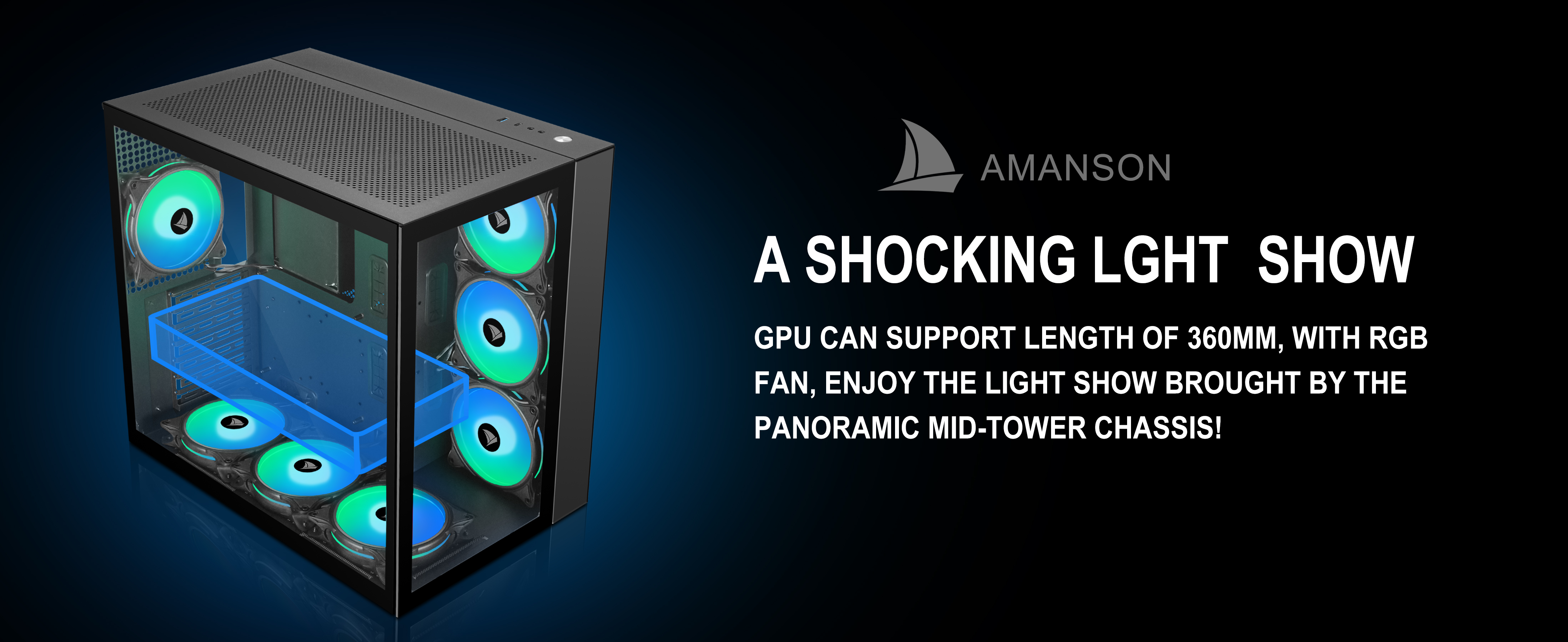 PC CASE ATX Mid Tower Case Tempered Glass Gaming Computer Case Without