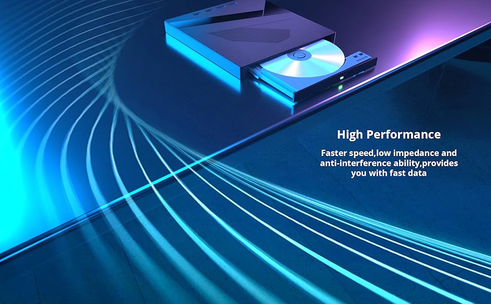 7 in 1 External DVD CD Drive USB 3.0 & Type-C Portable CD/DVD +/-RW Disk Drive, CD/DVD Burner