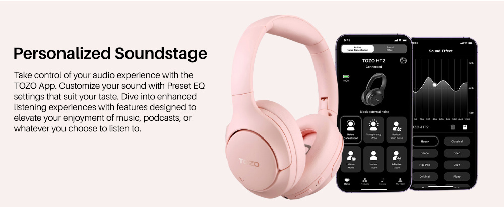 TOZO HT2 ワイヤレスヘッドホン ピンク Bluetooth ケース付き Amazon.com: TOZO HT2 Replacement Earpads Cushion, Softer