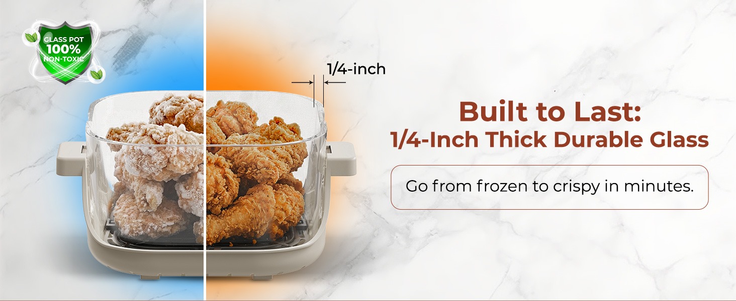 Rosewill 8-in-1 Portable Glass Air Fryer - White