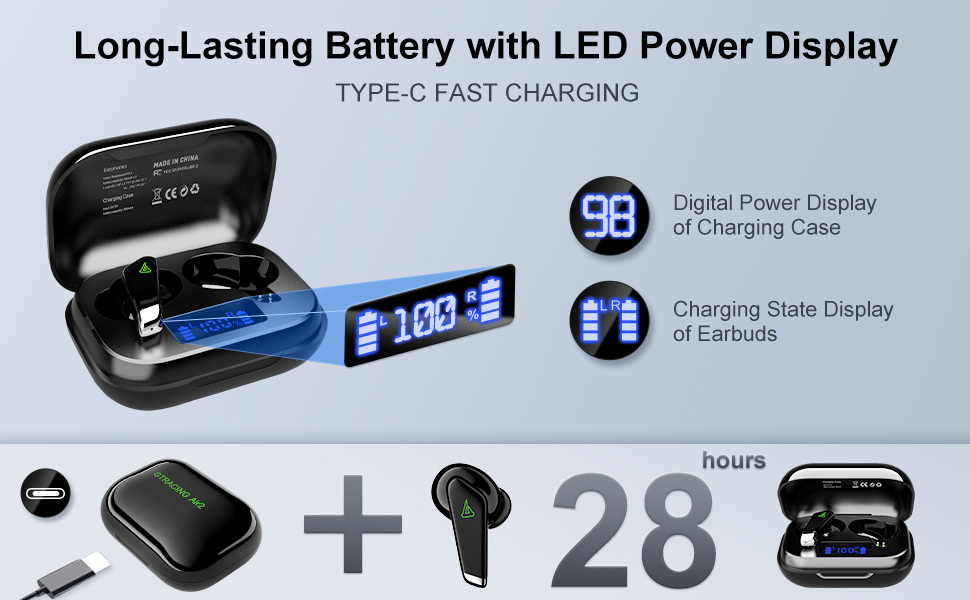 GTRACING Wireless Earbuds Bluetooth 5.3 Headphones, 28H Playtime in-Ear Earphones, Mini Bluetooth Ea