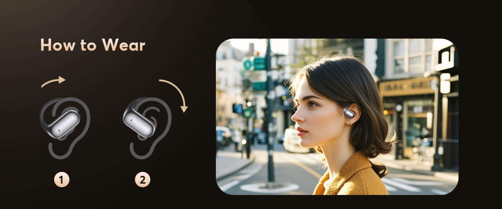 Open Ear Headphones - 5.4 Bluetooth Wireless Earphones for Running, Ultra Comfort Sport Open Ear Bud