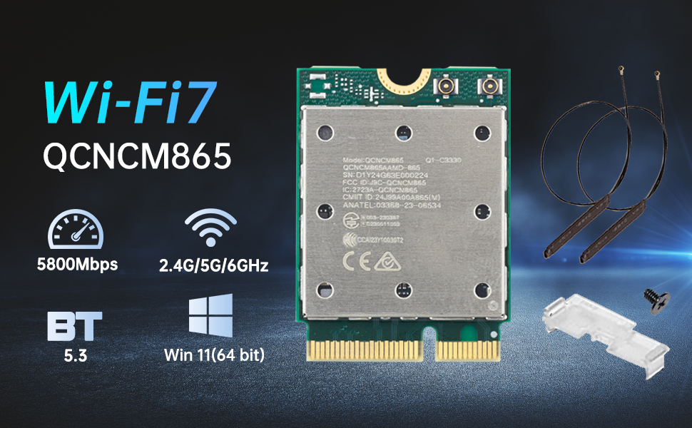 QCNCM865 Wi-Fi 7 Card for PC