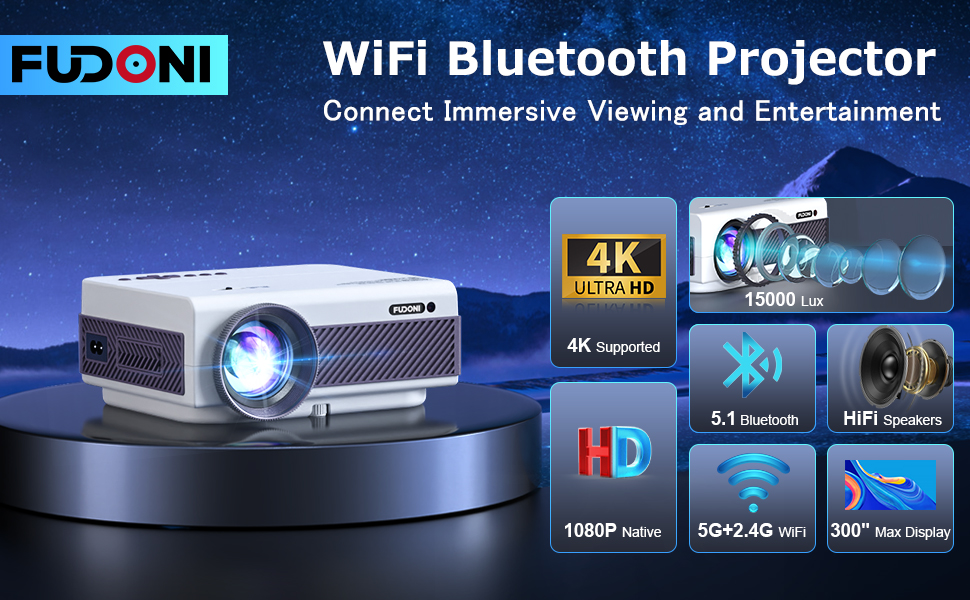 Projector with WiFi and Bluetooth