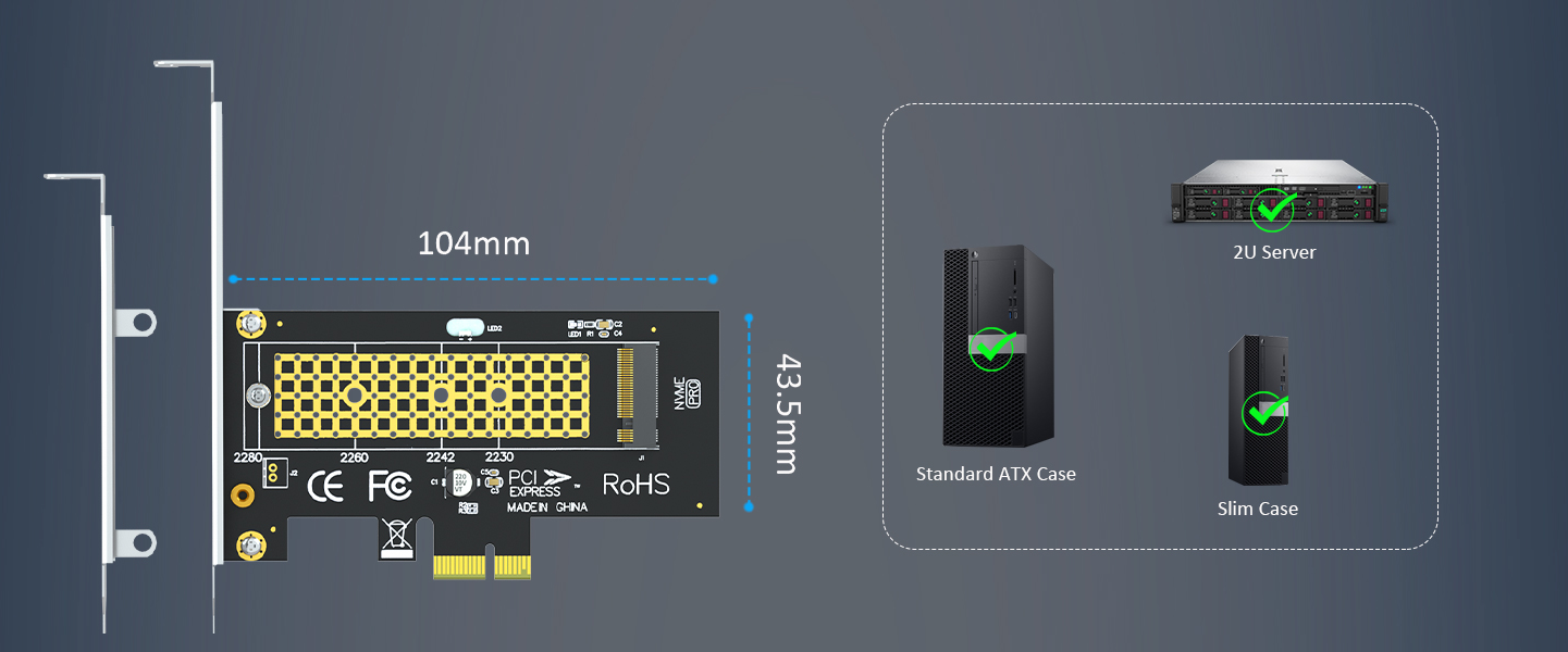 M.2 NVMe to PCIe 4.0 X1