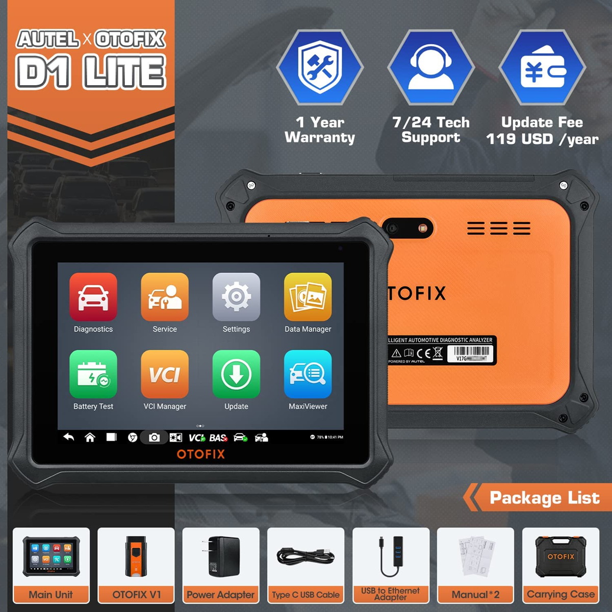 OTOFIX D1 Lite 2024 Bidirectional Scan Tool, Bluetooth OBD2 Scanner  Diagnostic Tool, 2 Years Free Update, 38+ Services, CANFD & DoIP Protocols,  All System Diagnoses, ABS Bleeding, Auto VIN, FCA SGW 