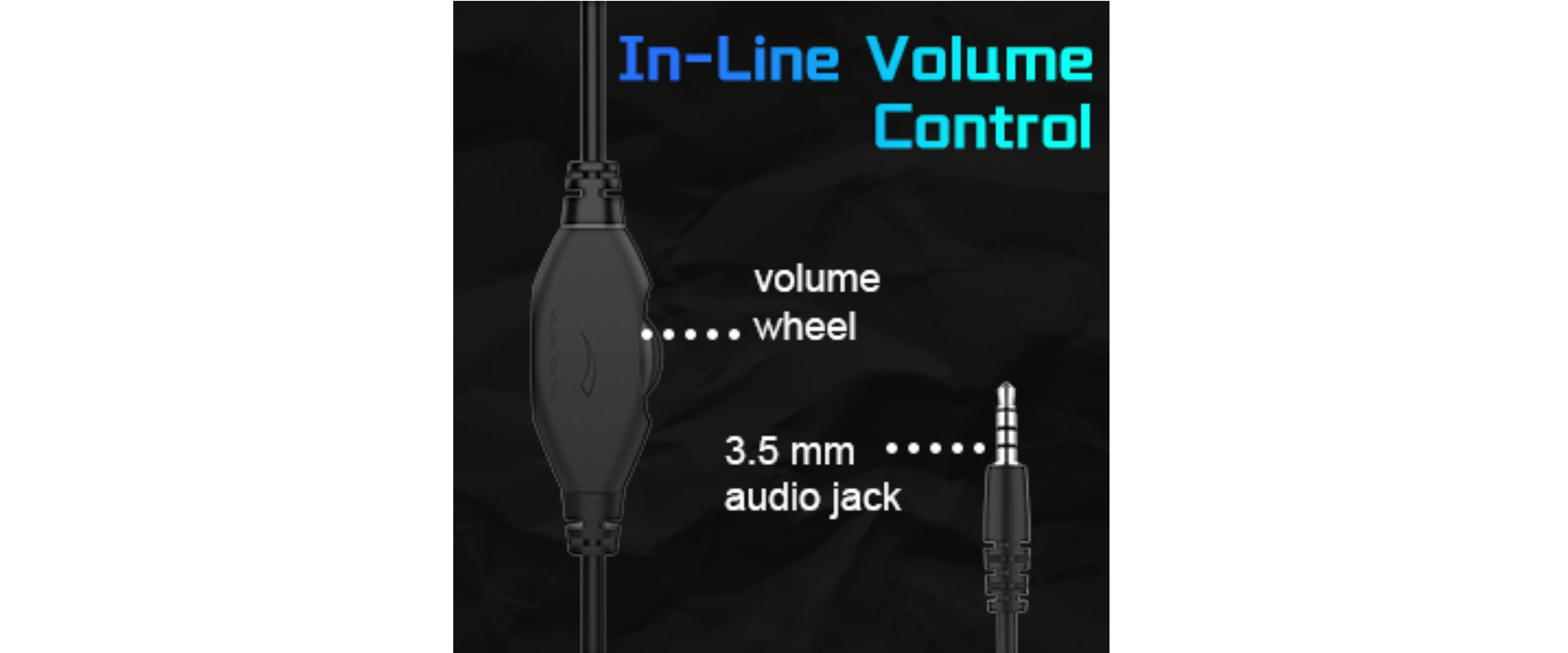 In-line volume control, 3.5mm audio jack