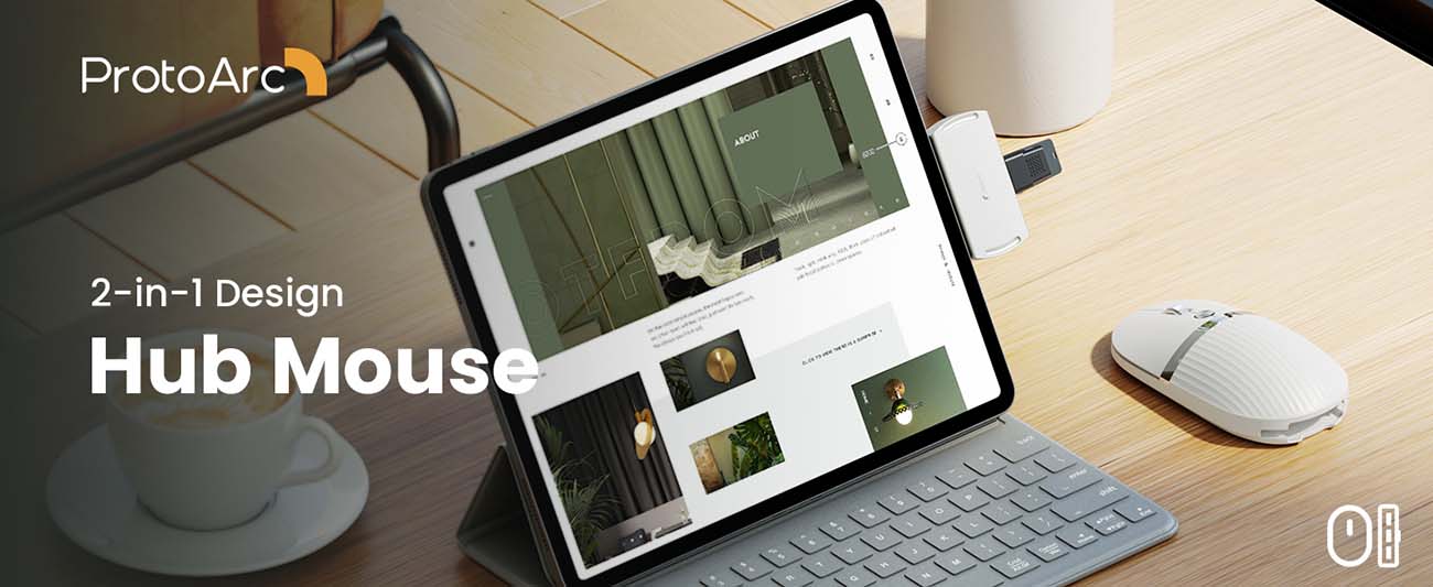 ProtoArc® 2 in 1 Travel Hub Mouse