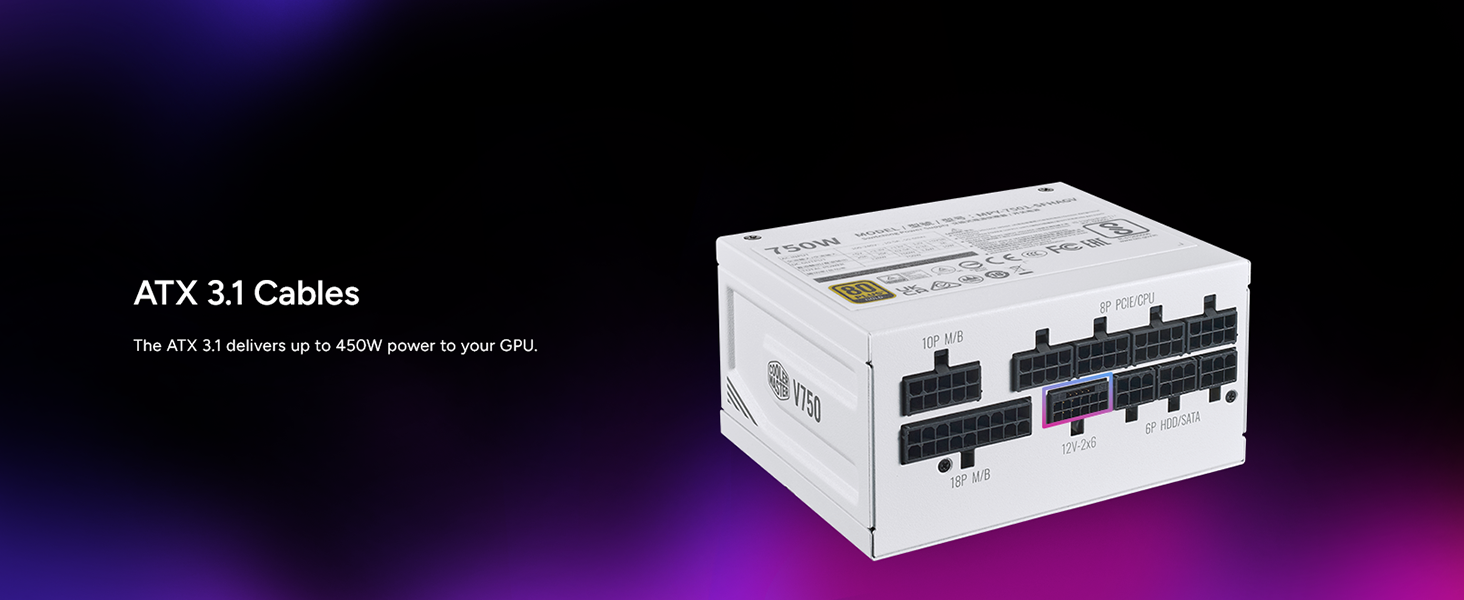 Cooler Master V750 SFX Gold 750W Fully Modular Power Supply White