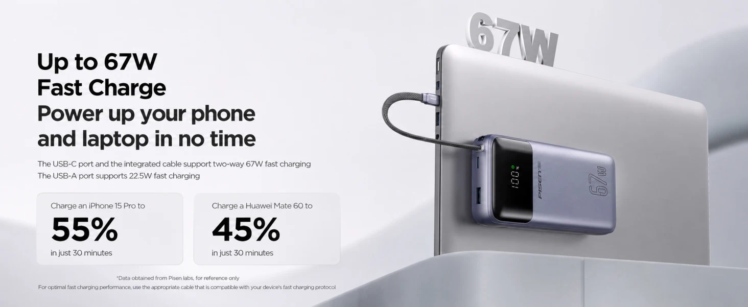 PISEN Bolt 67W 20000mAh Power Bank