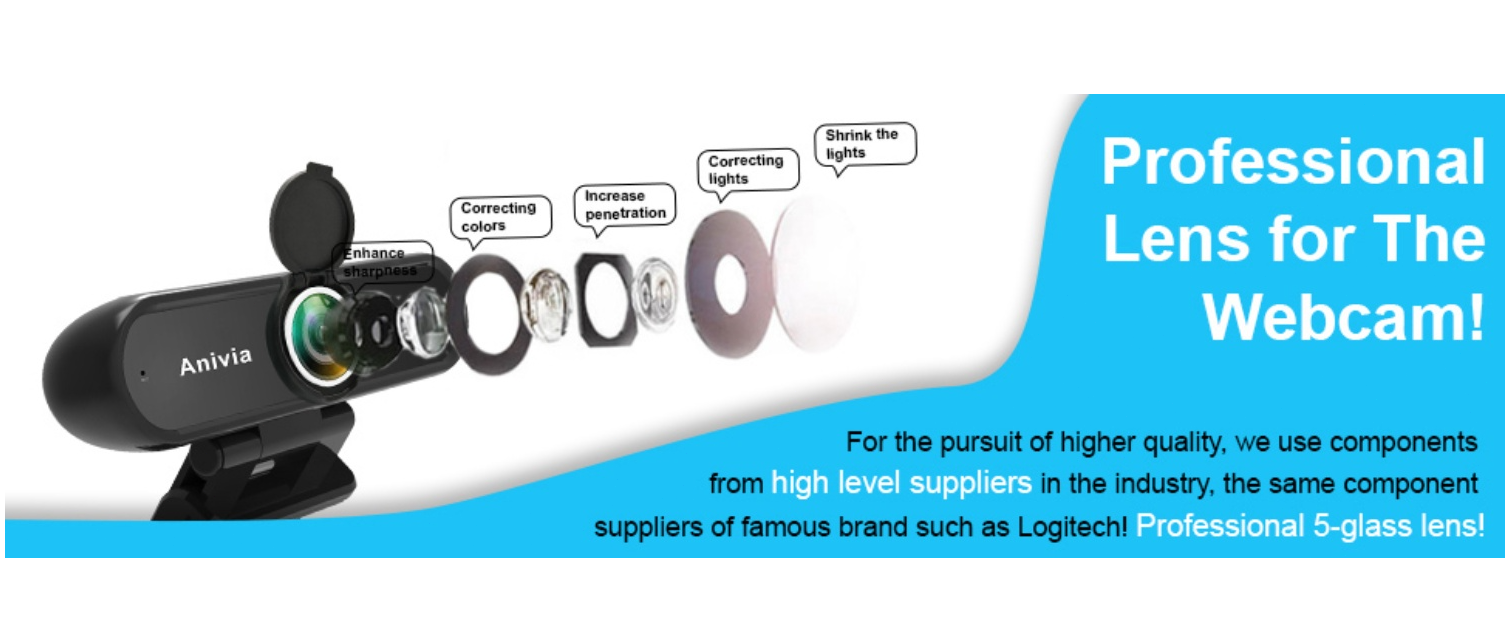 EACH webcam,5-glass professional lens,lens structure,high quality optical components