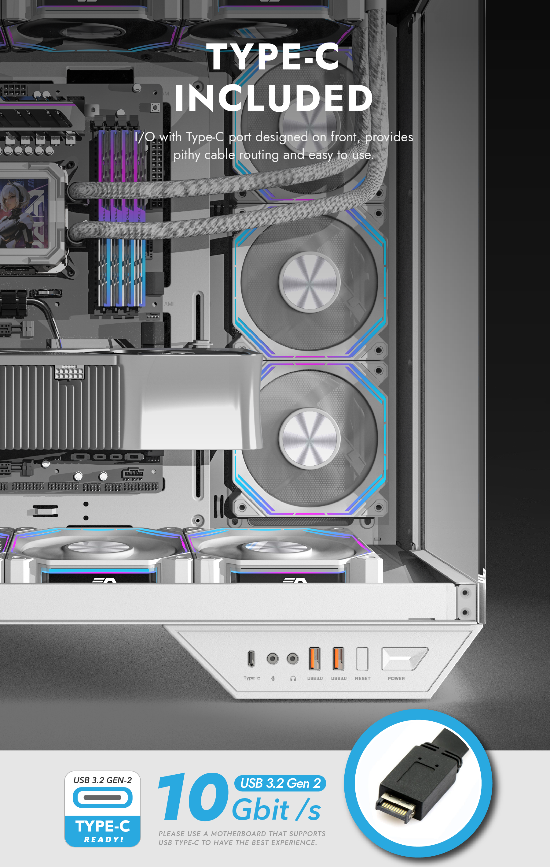 darkFlash DY470 PC Gaming Case White