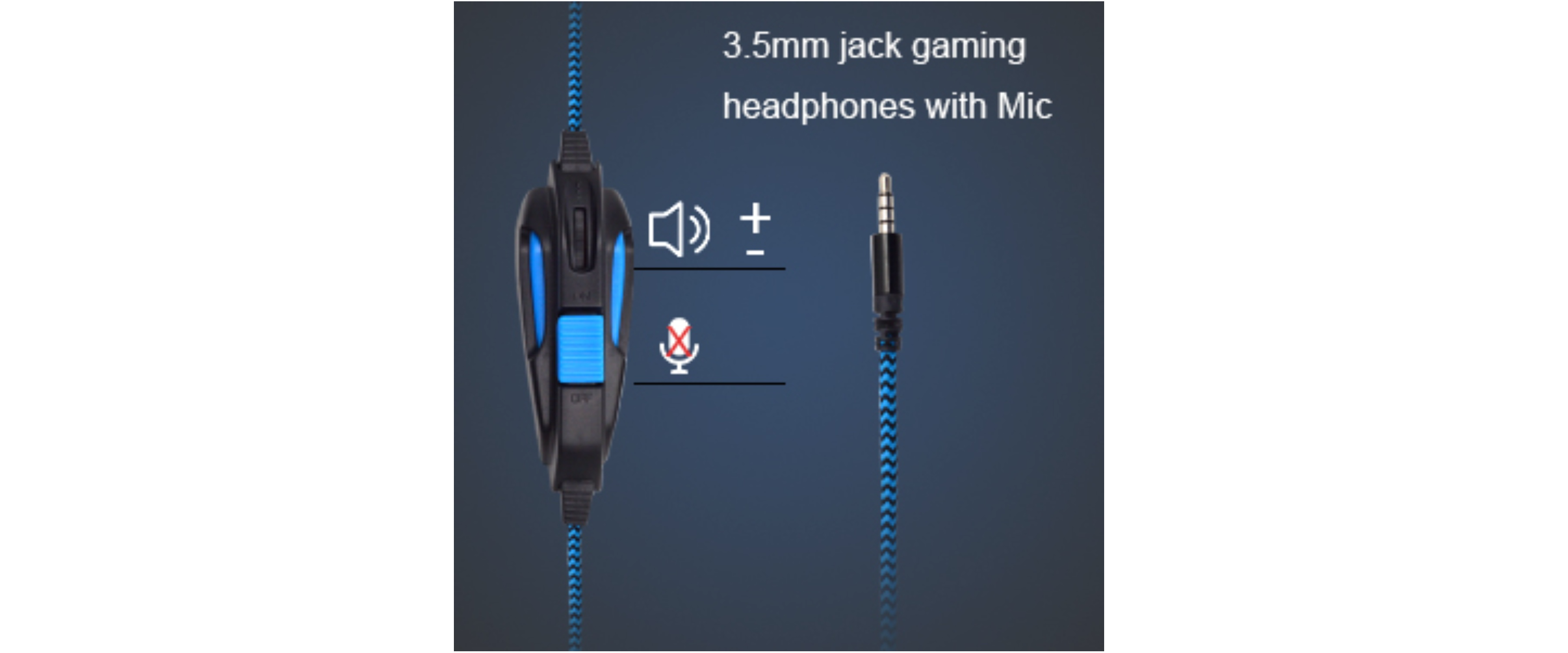 3.5mm wired gaming headphone, inline volume control, mute mic switch