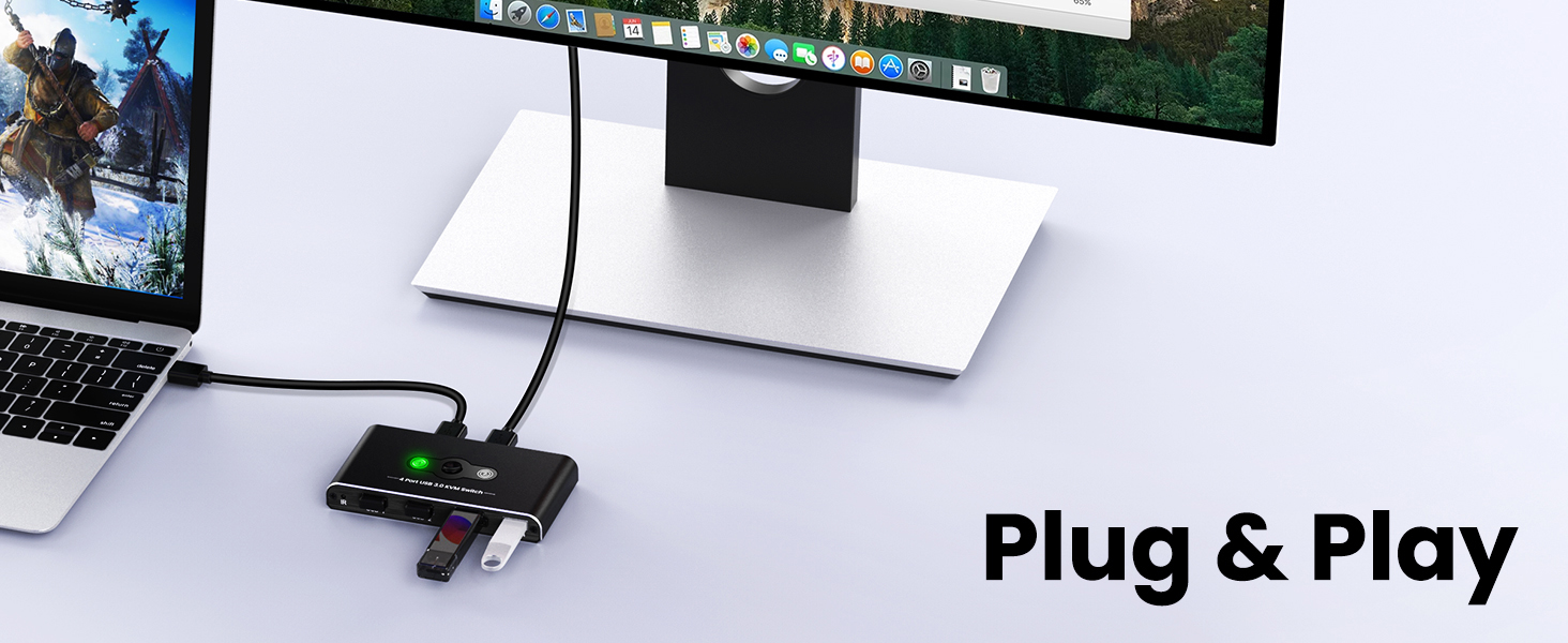 4 Port USB 3.0 Switch, USB 3.0 Switch 2 Computers Sharing 4 USB Devices, 5Gbps High-speed, 2 in 4 ou