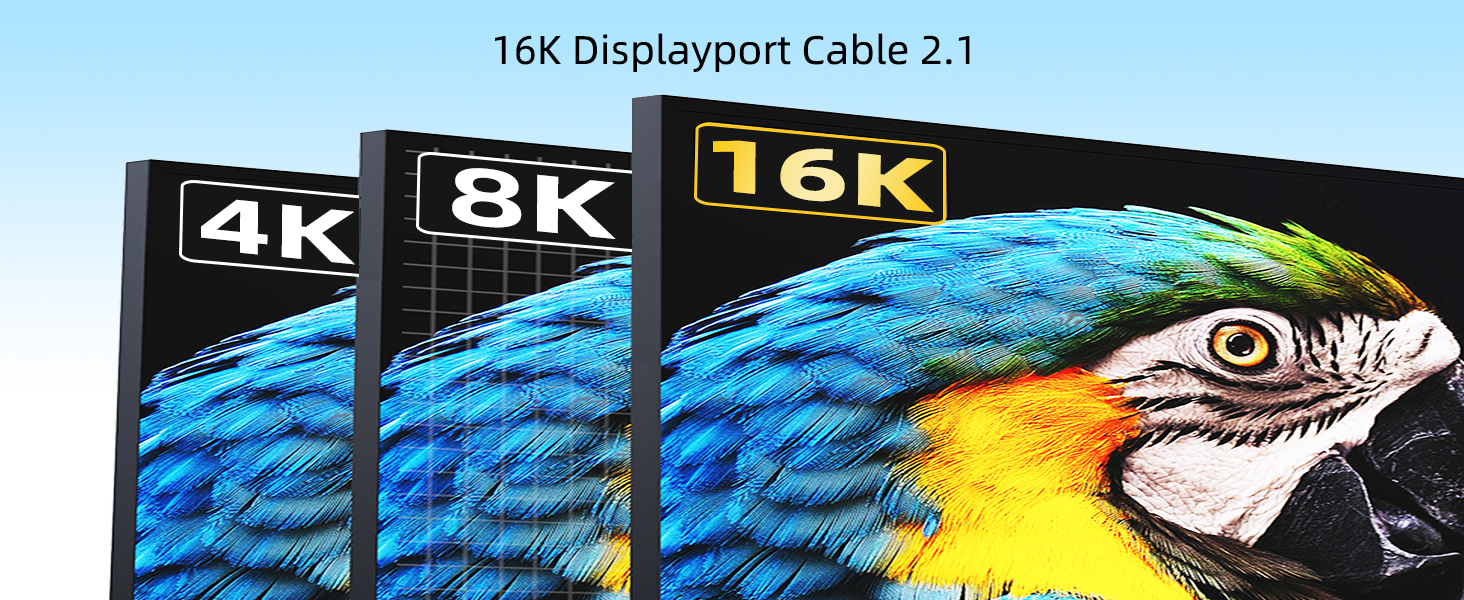 16K Displayport Cable 2.1, DP 2.1 80Gbps Cable