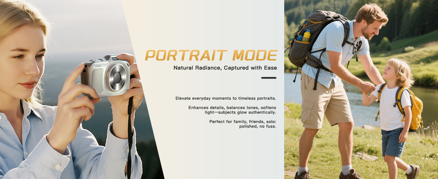 Portrait mode compact digital camera for outdoor family travel natural skin tone portrait shooting