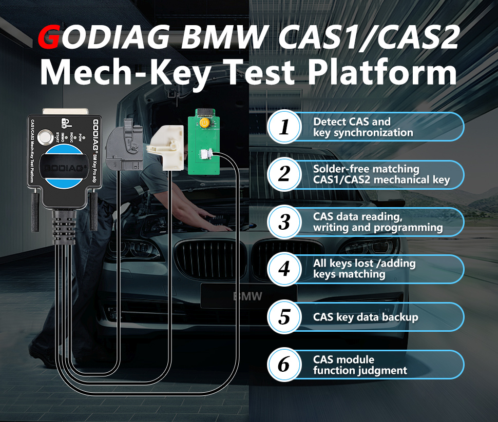 GODIAG CAS1 CAS2 SER BMW Mech-Key Test Platform Functions