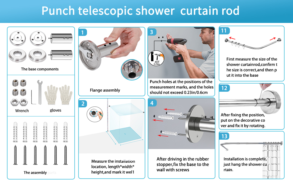 L shaped shower curtain rod