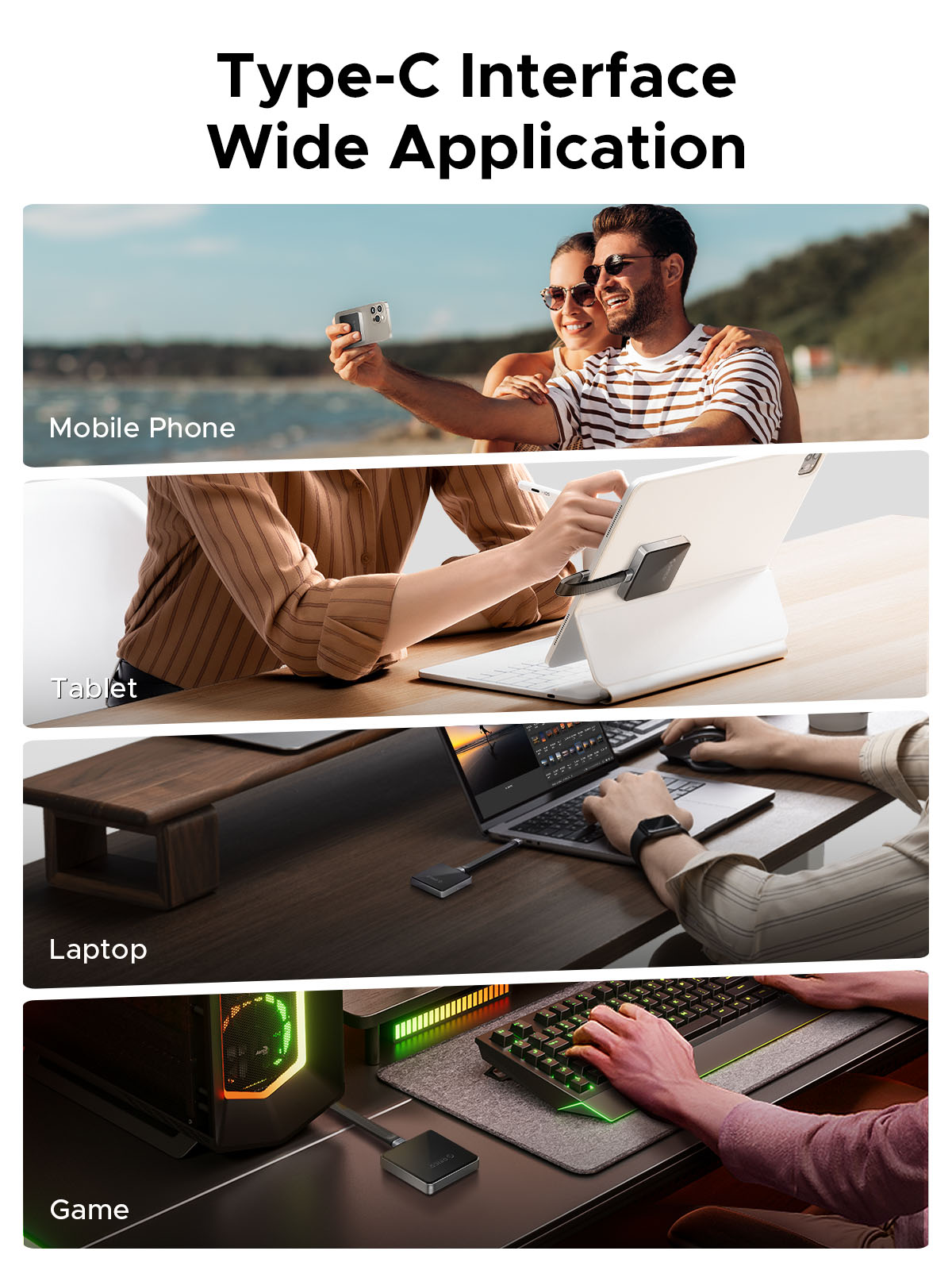 ORICO Magnetic 2230 M.2 NVMe SSD Enclosure 10Gbps M.2 to USB Type C External Adapter for iPhone 15 P