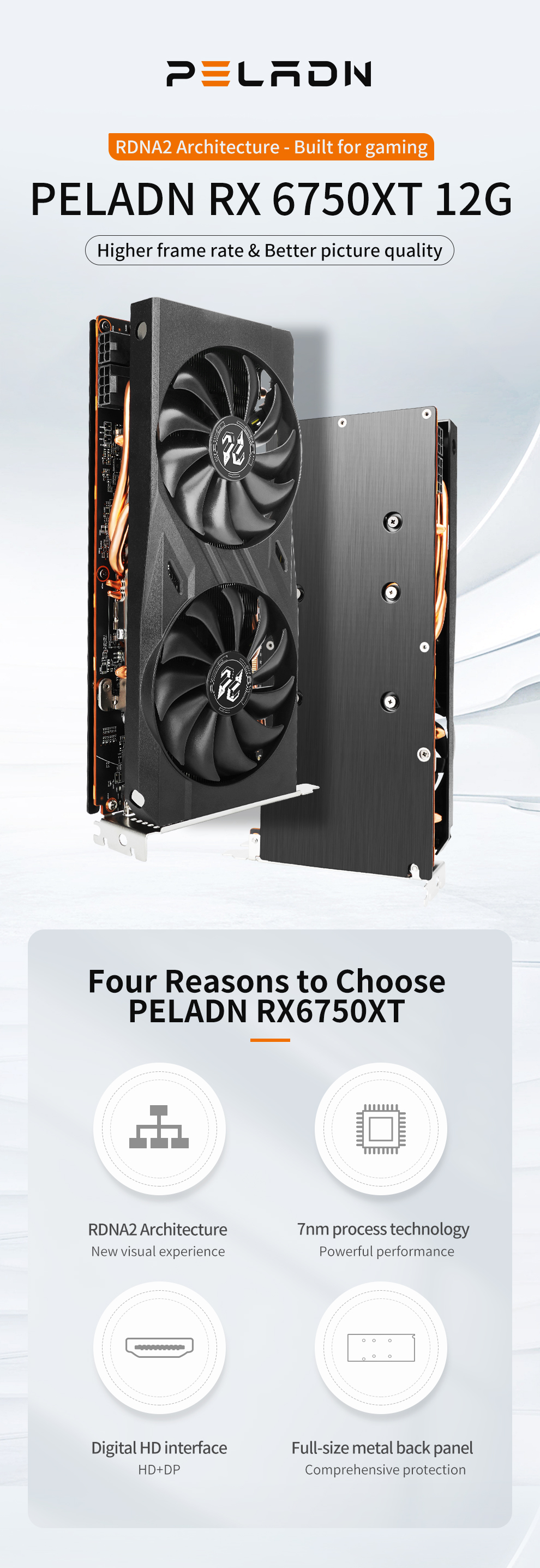 PELADN AMD Radeon RX 6750 XT 12GD6 TAICHI OC Double Fans PCI