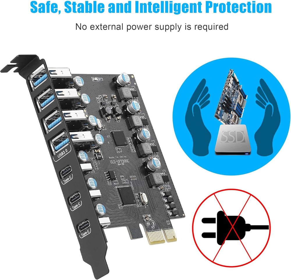 7 Ports PCI-E to USB 3.0 Expansion Card