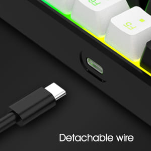 Detachable USB-C Cable With the wide use of the type-C interface, the charging cable of the keyboard