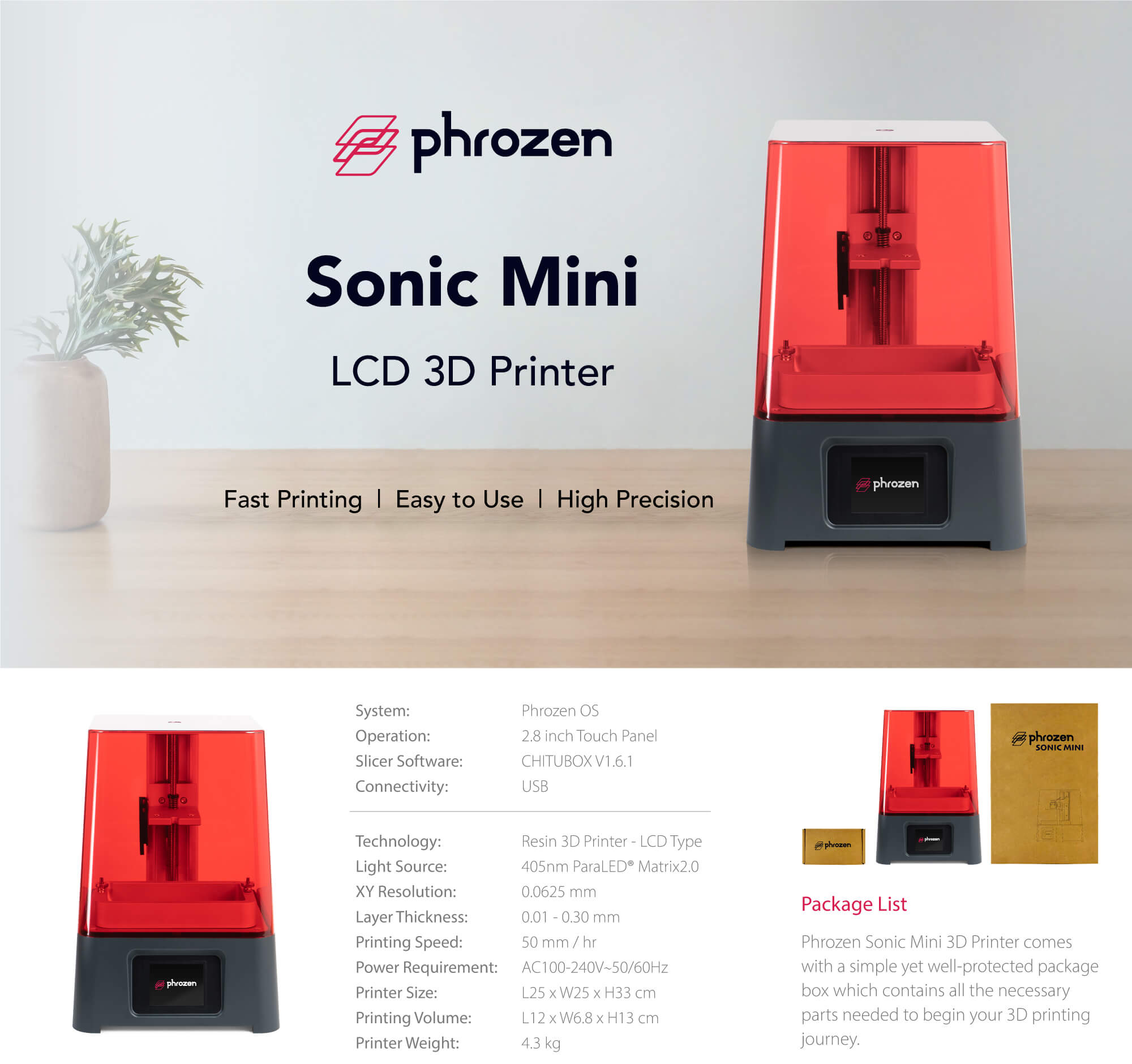 PHROZEN Sonic Mini UV Photocuring LCD Resin 3D Printer 5.5
