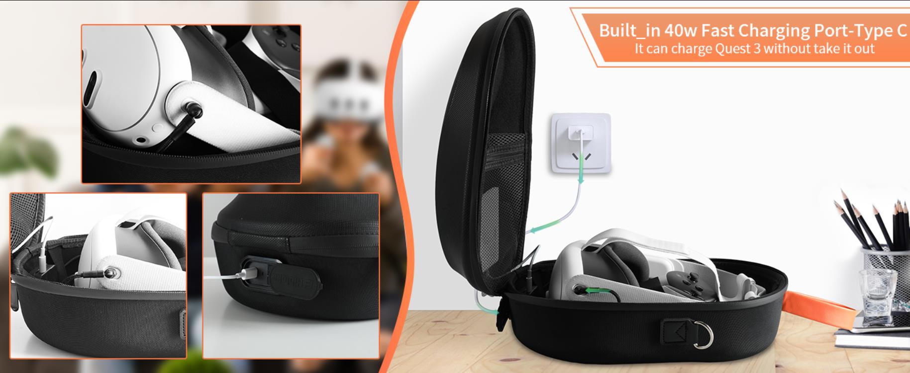 VR Carrying Case with Magnetic Charging Port