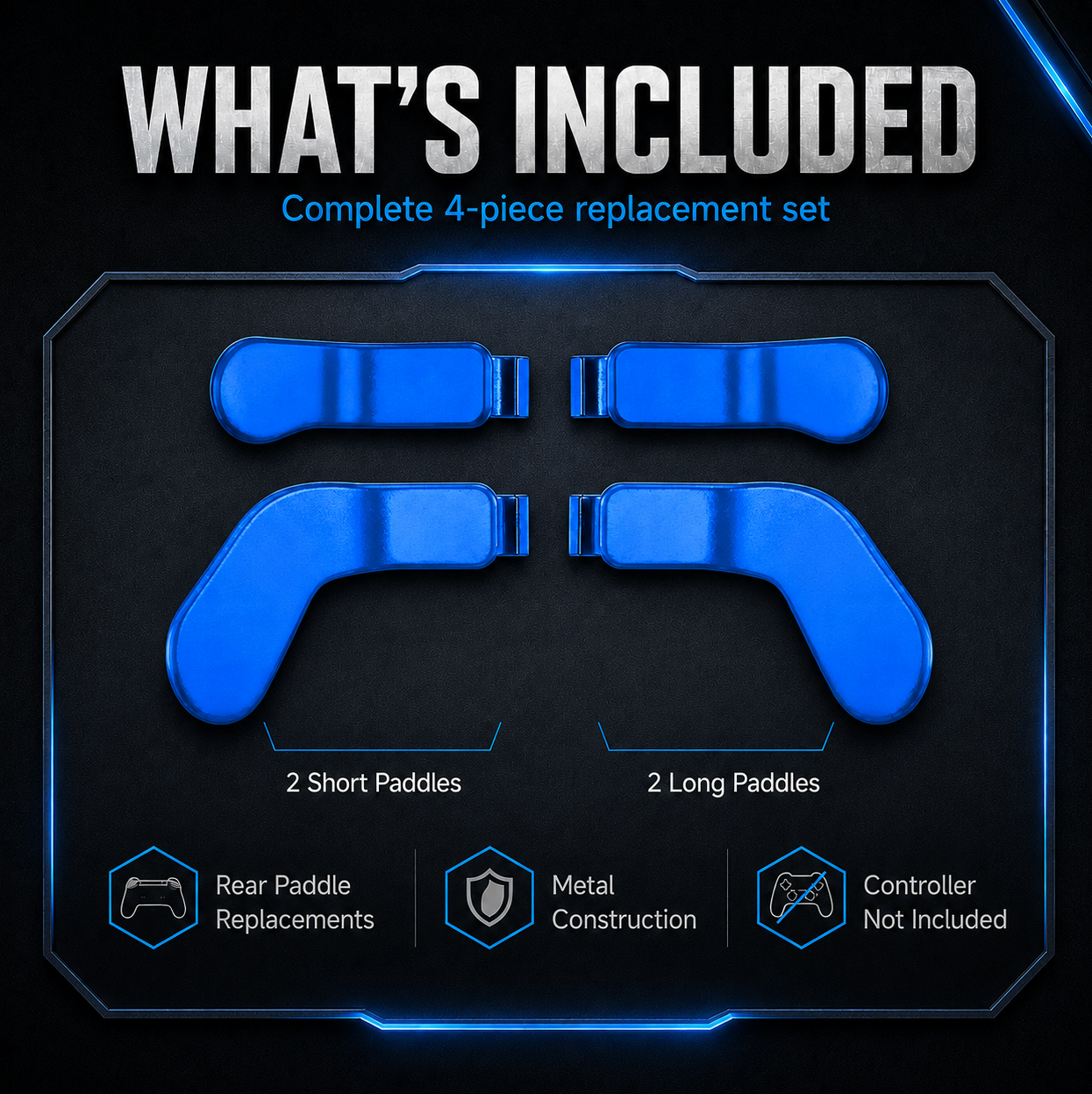 blue paddle set, 4 piece paddle kit, 2 short paddles, 2 long paddles