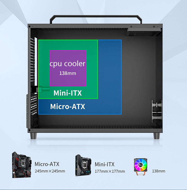 mina ALAMENGDA V500 Mini Portable M-ATX/ITX Computer Case, MINI
